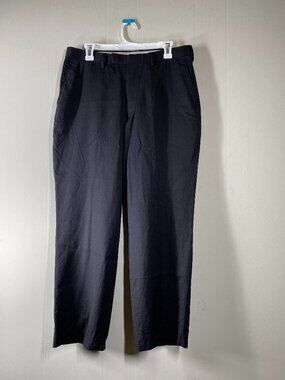 Cordovan & Grey 100% Wool SLIM FIT Dress Pants Men 34 Black-ish Gray Windowpane